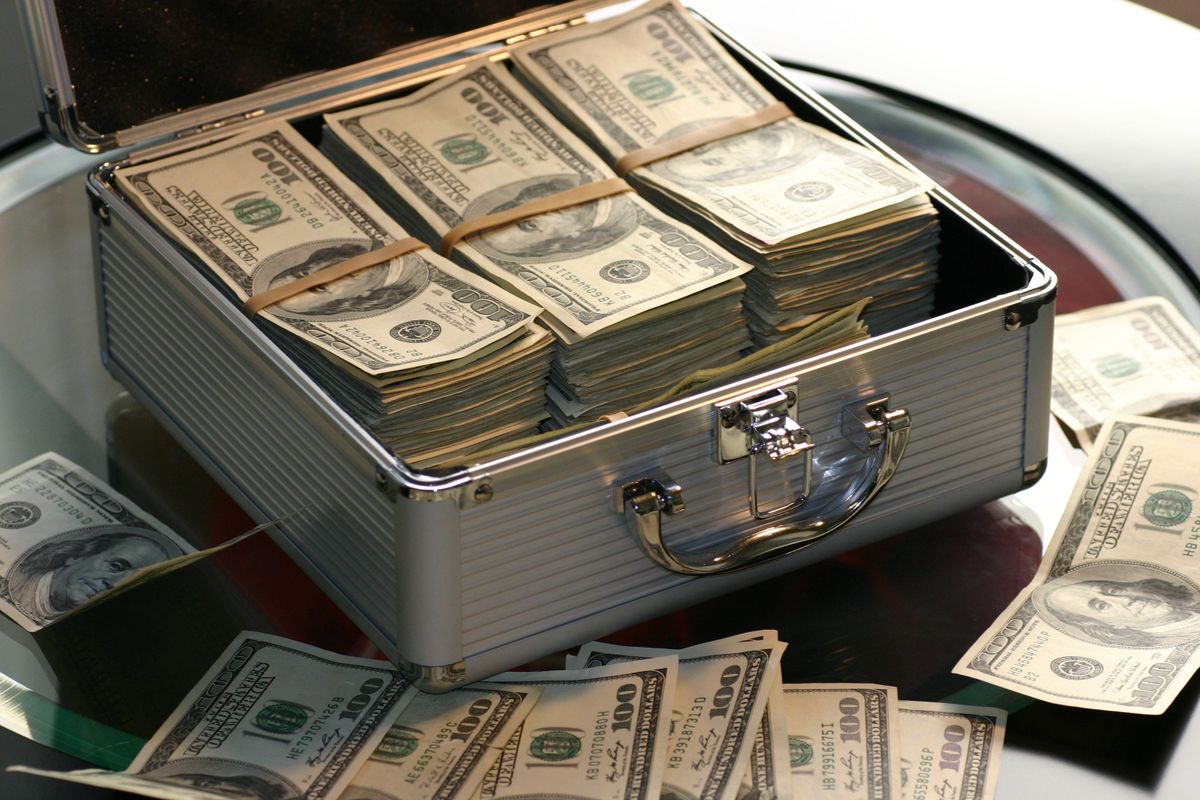 A briefcase full of hundred-dollar bills